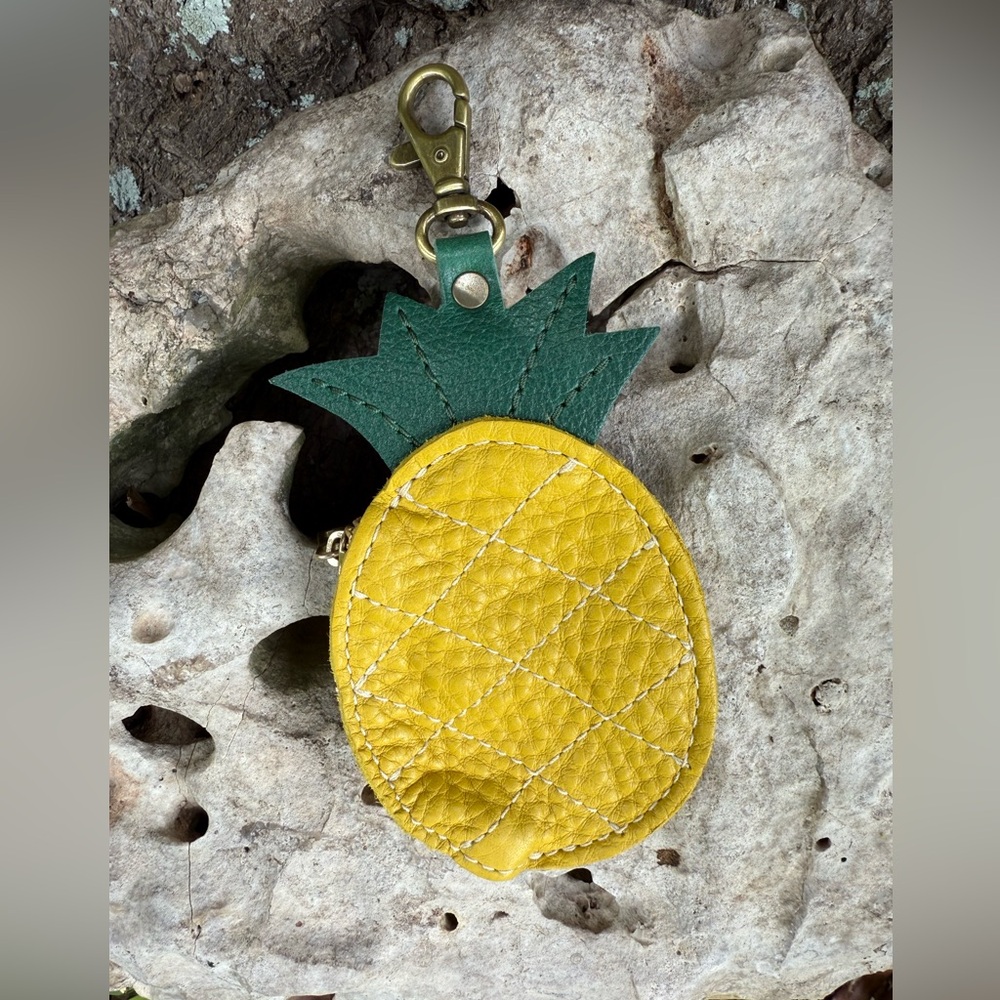 Portland Leather Goods Pineapple Leather Keychain Pouch - Yellow and Green